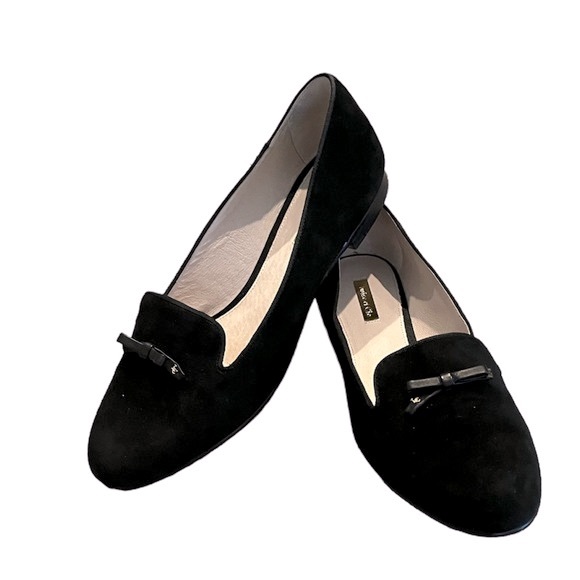 Louise et Cie Shoes - Louise et Cie Anniston Bow Black Suede Leather Flat Loafers 10
